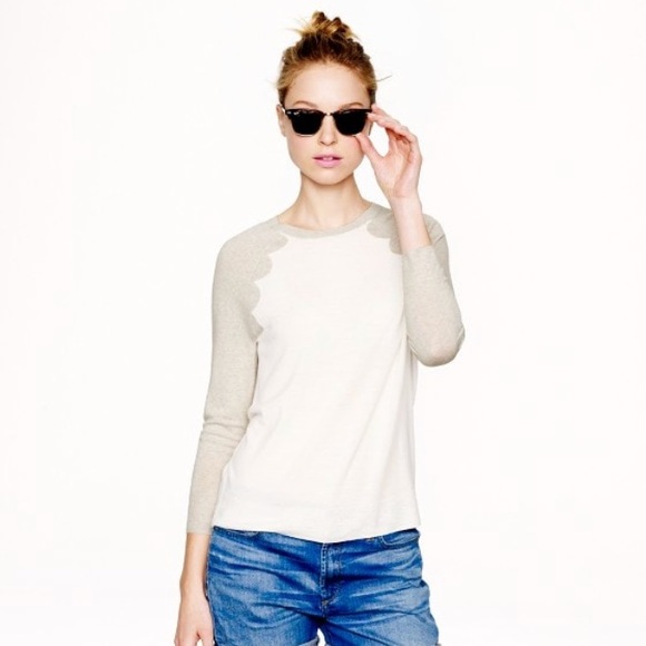 J. Crew Sweaters - J. Crew merino wool scalloped baseball sweater